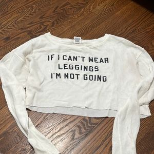 White waffle cropped long sleeve